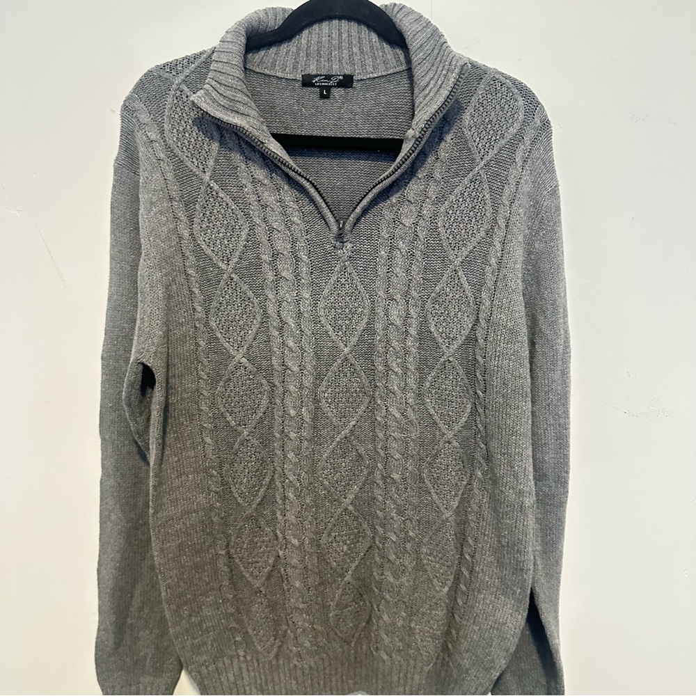 Gray Cable Knit Men's Sweater